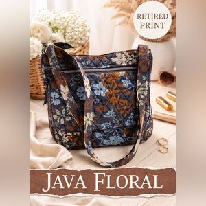 Vera Bradley Java Floral Retired Pattern Crossbody Bag Quilted Blue Brown